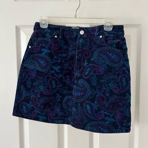 Simon’s Blue Paisley Corduroy Skirt - Medium